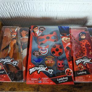 lot of 3 Miraculous Ladybug Dress, Ladybug, Rena Rouge Figure